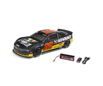 Losi 1/12 NASCAR RC Racecar Ryan Blaney No. 12 2025 Advance Auto Ford Mustang 2S AWD RTR Brushed On-Road (Battery & Charger included, Black