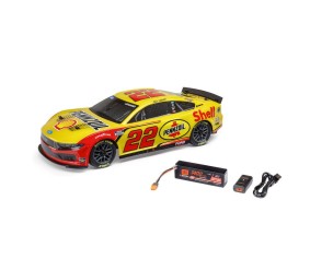Losi 1/12 NASCAR RC Racecar Joey Logano No. 22 2025 Shell-Pennzoil Ford Mustang 2S AWD RTR Brushed On-Road (B&C Incl.), Yellow