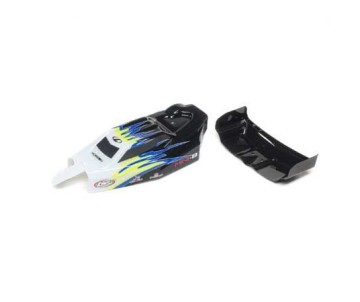 Losi Body, Wing, Black/White: Mini-B