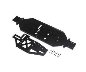 Losi Chassis w/Brace Plate, 4mm, Black: DBXL 2.0