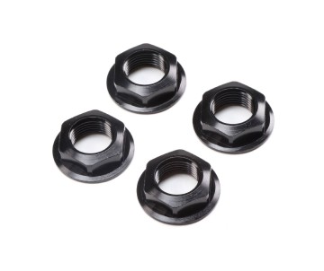 Losi 17mm Flanged Wheel Nut, Black (4): Super Rock Rey