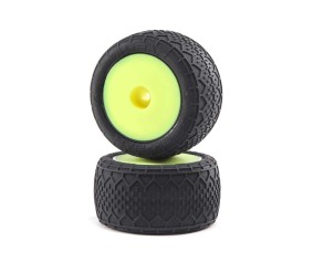 Losi BK Bar Tires, Fr/Rr Mounted, Yellow: Mini-T 2.0
