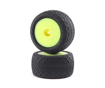 Losi BK Bar Tires, Fr/Rr Mounted, Yellow: Mini-T 2.0