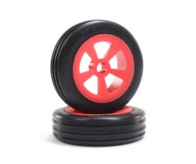 Losi Rib Front Tire, Mounted, Red (2): Mini JRX2