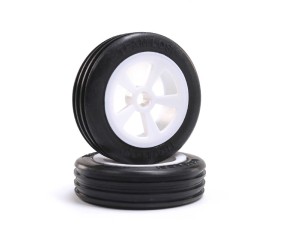 Losi Rib Front Tire, Mounted, White (2): Mini JRX2