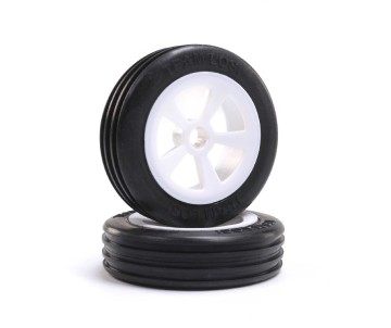 Losi Rib Front Tire, Mounted, White (2): Mini JRX2