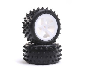 Losi 4 Row Rear Tires, Mounted, White (2): Mini JRX2