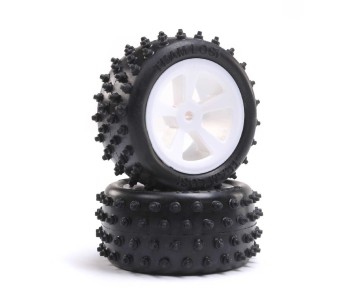 Losi 4 Row Rear Tires, Mounted, White (2): Mini JRX2