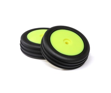 Losi Wide Body Rib, Front, Mounted Tires, Yellow (2): Mini B