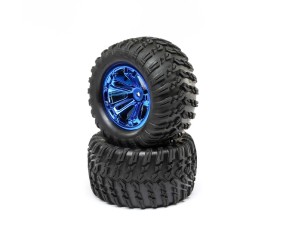 Losi 2.8 Tire, on Blue Chrome Wheels (2): TENACITY T