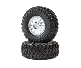 Losi 2.2/3.0 Falcon Tire, 12mm Hex, on Matte Silver Method Wheel (Front/Rear)(2): Tenacity Pro