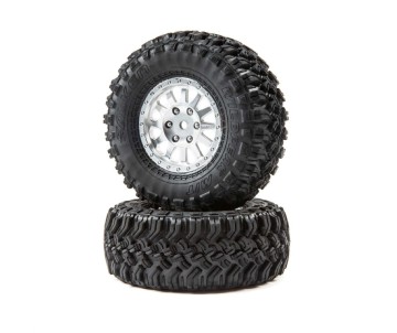 Losi 2.2/3.0 Falcon Tire, 12mm Hex, on Matte Silver Method Wheel (Front/Rear)(2): Tenacity Pro
