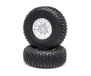 Losi BFG KM3 2.2/3.0 Tires, on Silver Wheels, 12mm Hex (Front/Rear)(2): RZR Rey