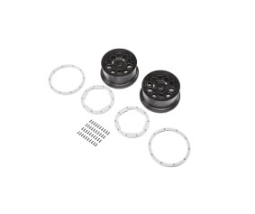 Losi Wheel, Black; Beadlock, Silver (2): DBXL-E