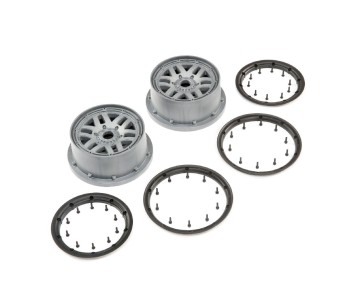 Losi 4.75 Wheel & Beadlock Set, Grey (2): 5ive-T 2.0