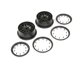 Losi 4.75 Wheel & Beadlock Set, 24mm Hex, Black (Front/Rear) (2): 5ive-T 2.0