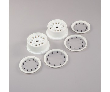Losi 4.75 Wheel & Beadlock Set, 24mm Hex, White (Front/Rear) (2): 5ive-T 2.0
