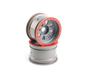 Losi 3.6 Wheel, 20mm Hex, Silver (Front/Rear)(2): Super Rock Rey