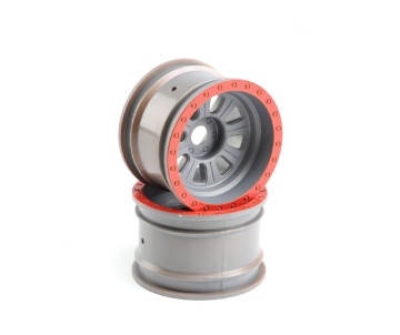 Losi 3.6 Wheel, 20mm Hex, Silver (Front/Rear)(2): Super Rock Rey