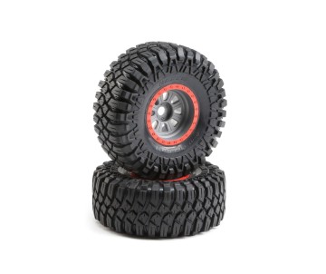 Losi 3.6 Maxxis Creepy Crawler Tire, on Silver Wheels, 20mm Hex (Front/Rear)(2): SuperRockRey