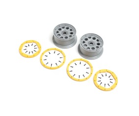 Losi 1/5 Wheels, Silver, Yellow Beadlock (2): DBXL 2.0
