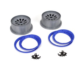 Losi 1/5 Wheel and Beadlock Set, 24mm Hex, Blue (2): 5IVE-T