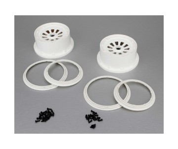 Losi 1/5 Wheel & Beadlock Set, 24mm Hex, White (2), 5T