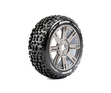 Louise R/C B-Mazinger 1/8 Buggy (Soft Compound) 17mm Hex on Spoke / Chrome Black Wheels (front/rear) (2)