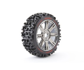 Louise R/C B-Pioneer 1/8 Buggy (Soft Compound) 17mm Hex on Spoke/ Chrome Black Wheels (front/rear) (2)