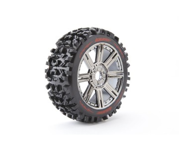 Louise R/C B-Pioneer 1/8 Buggy (Soft Compound) 17mm Hex on Spoke/ Chrome Black Wheels (front/rear) (2)