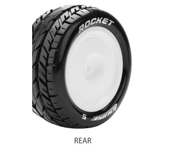 Louise R/C E-Rocket 1/10 Buggy (Soft Compound) 12mm Kyosho Hex on White Wheels (rear, 4WD) (2)