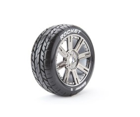Louise R/C B-Rocket 1/8 Buggy (Soft Compound) 17mm Hex on Spoke / Chrome Black Wheels (front/rear) (2)