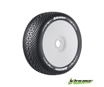Louise R/C B-Sharp 1/8 Buggy Tire (Soft Compound) 17mm Hex Mounted on White Wheels (front/rear)(2)