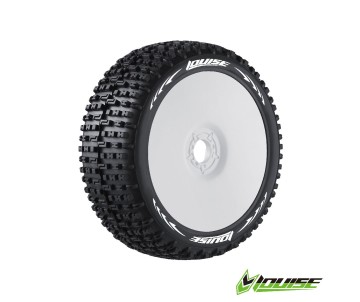 Louise R/C B-Zacoo 1/8 Buggy Tire (Soft Compound) 17mm Hex Mounted on White Wheels (Front/Rear)(2)