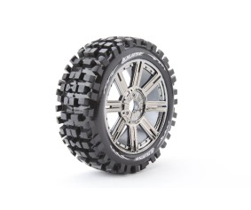 Louise R/C B-ulldoze 1/8 Buggy (Soft Compound) 17mm Hex on Spoke / Chrome Black Wheels (front/rear) (2)