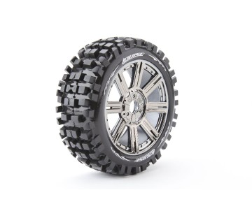 Louise R/C B-ulldoze 1/8 Buggy (Soft Compound) 17mm Hex on Spoke / Chrome Black Wheels (front/rear) (2)