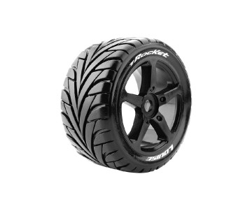 Louise R/C T-Rocket 1/8 Truggy (Soft Compound), 0* Offset, 17mm Hex on Spoke/Black Wheels (front/rear) (2)