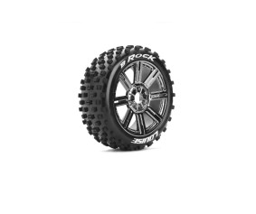 Louise R/C B-Rock 1/8 Buggy (Soft Compound) 17mm Hex on Spoke/Chrome Black Wheels (front/rear) (2)