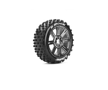 Louise R/C B-Rock 1/8 Buggy (Soft Compound) 17mm Hex on Spoke/Chrome Black Wheels (front/rear) (2)