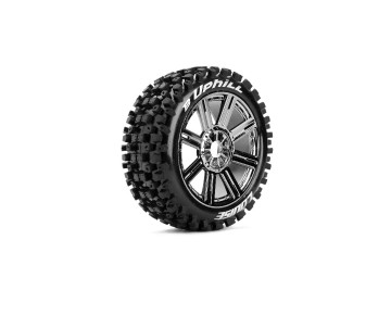 Louise R/C B-Uphill 1/8 Buggy (Soft Compound) 17mm Hex on Spoke / Chrome Black Wheels (front/rear) (2)