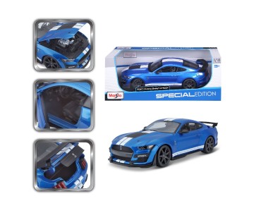 Maisto 1/18 Special Edition 2020 Mustang Shelby GT500 (CFTP) (Blue w/ White Stripe)