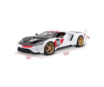 Maisto 1/18 SE 2021 Ford GT Heritage Series - White/Black/Red#98