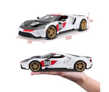 Maisto 1/18 SE 2021 Ford GT Heritage Series - White/Black/Red#98
