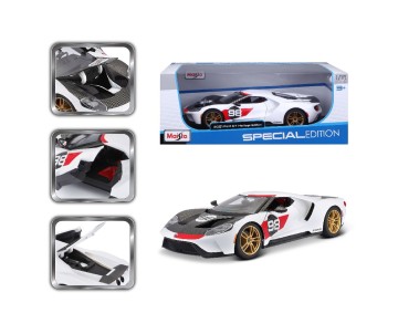 Maisto 1/18 SE 2021 Ford GT Heritage Series - White/Black/Red#98