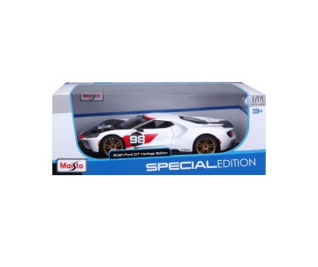 Maisto 1/18 SE 2021 Ford GT Heritage Series - White/Black/Red#98