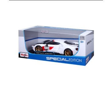Maisto 1/18 SE 2021 Ford GT Heritage Series - White/Black/Red#98