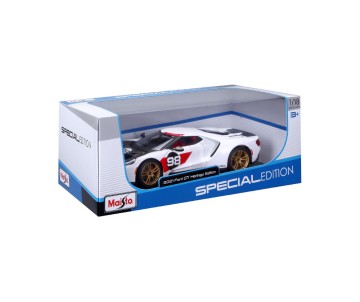 Maisto 1/18 SE 2021 Ford GT Heritage Series - White/Black/Red#98