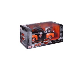 Maisto 1/24 Harley Davidson '58 FLH Duo Glide + '48 Ford F-1 (Dull Black/Orange)