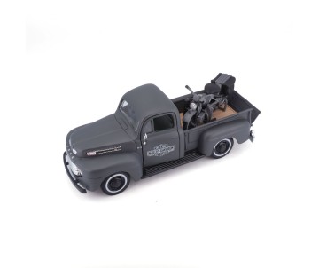 Maisto 1/24 Harley Davidson Custom 42 WLA Flathead + 48 Ford Pick Up (Gray)