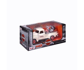 Maisto 1/24 Harley Davidson '01 FLSTS Heritage Springer + '50 Chevy 3100 (Cream)
